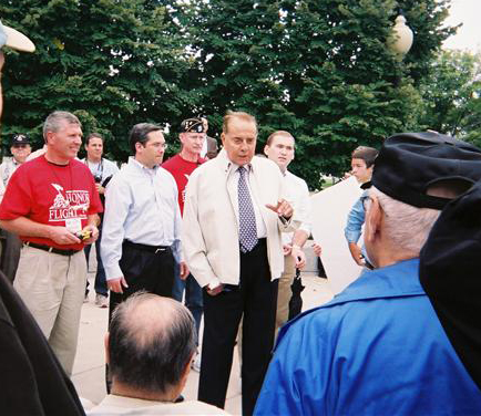Former Presidential candidate Bob Dole. Himself a disabled WWII veteran.