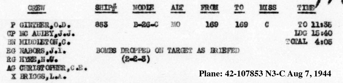 B0292 p1828 Aug 7, 1944 Ginther-Middleton LL