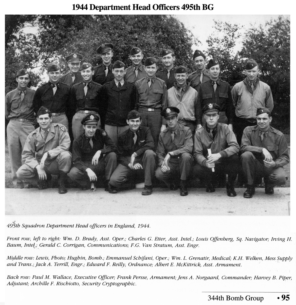 1944 Department Head Officers 495th BG